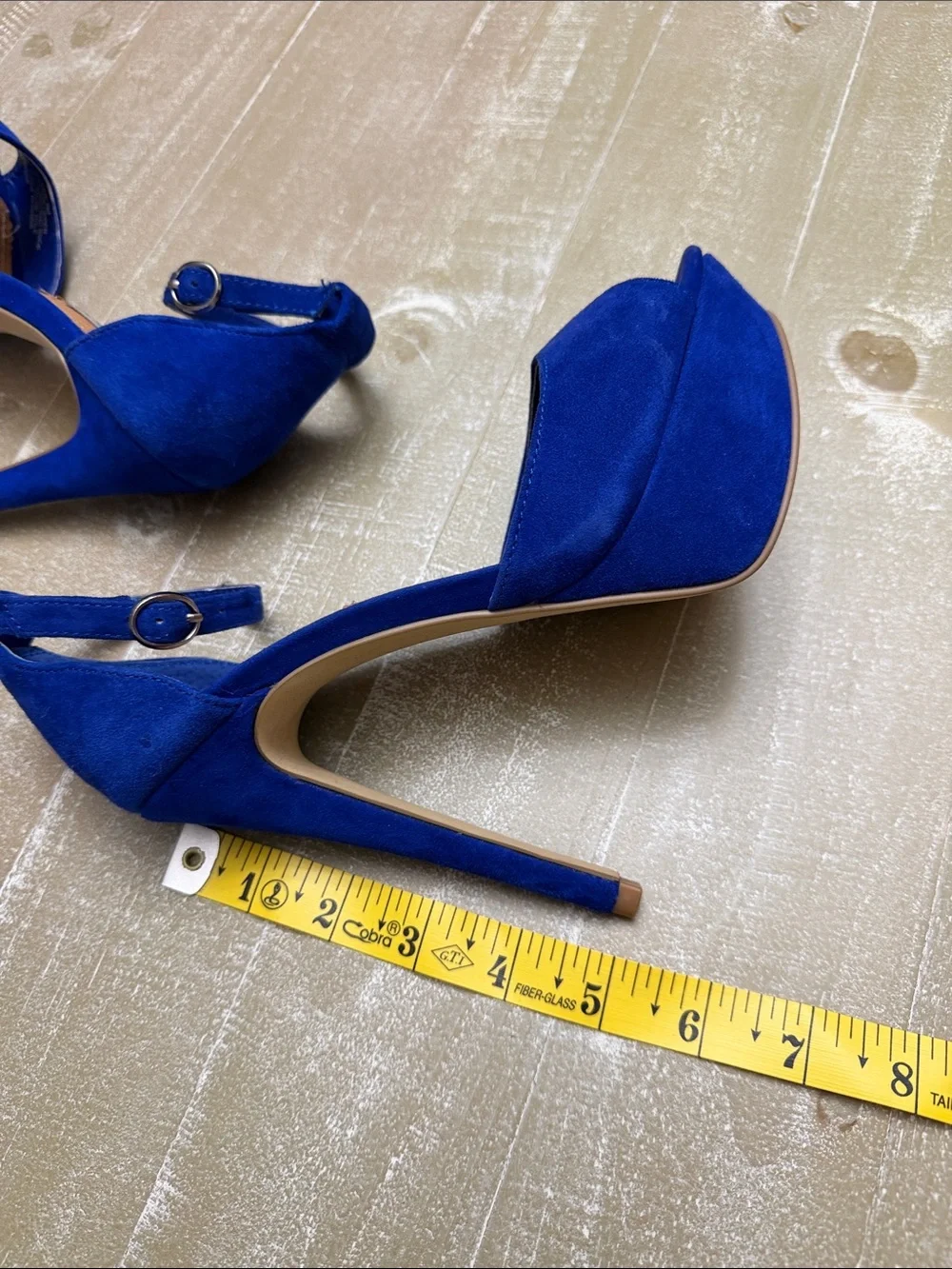 Steve Madden Stiletto Sandals Size 6 Cobalt Blue Suede Ankle-Strap